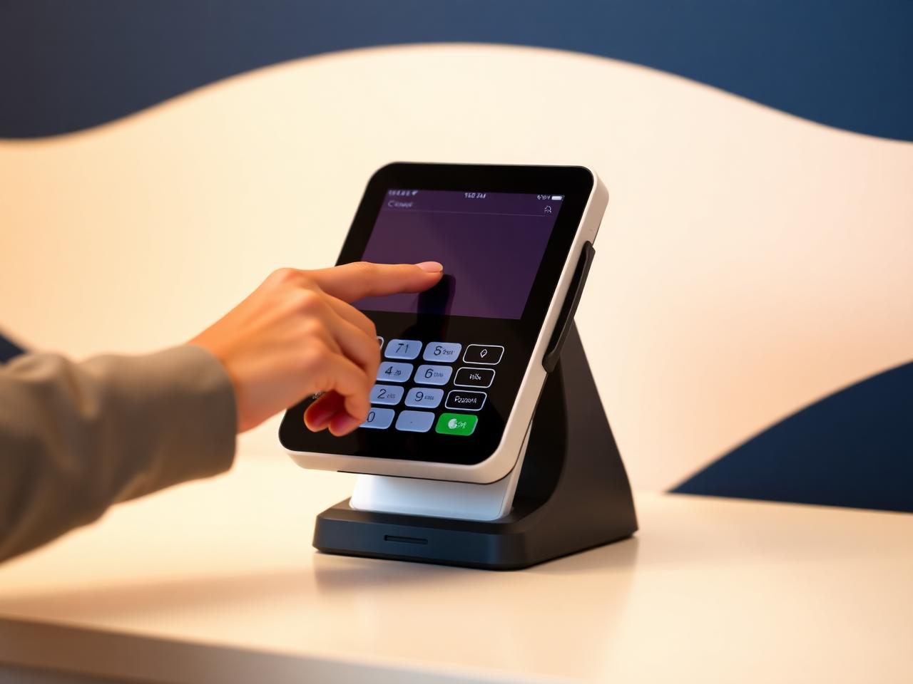 Modern POS terminal accepting payment